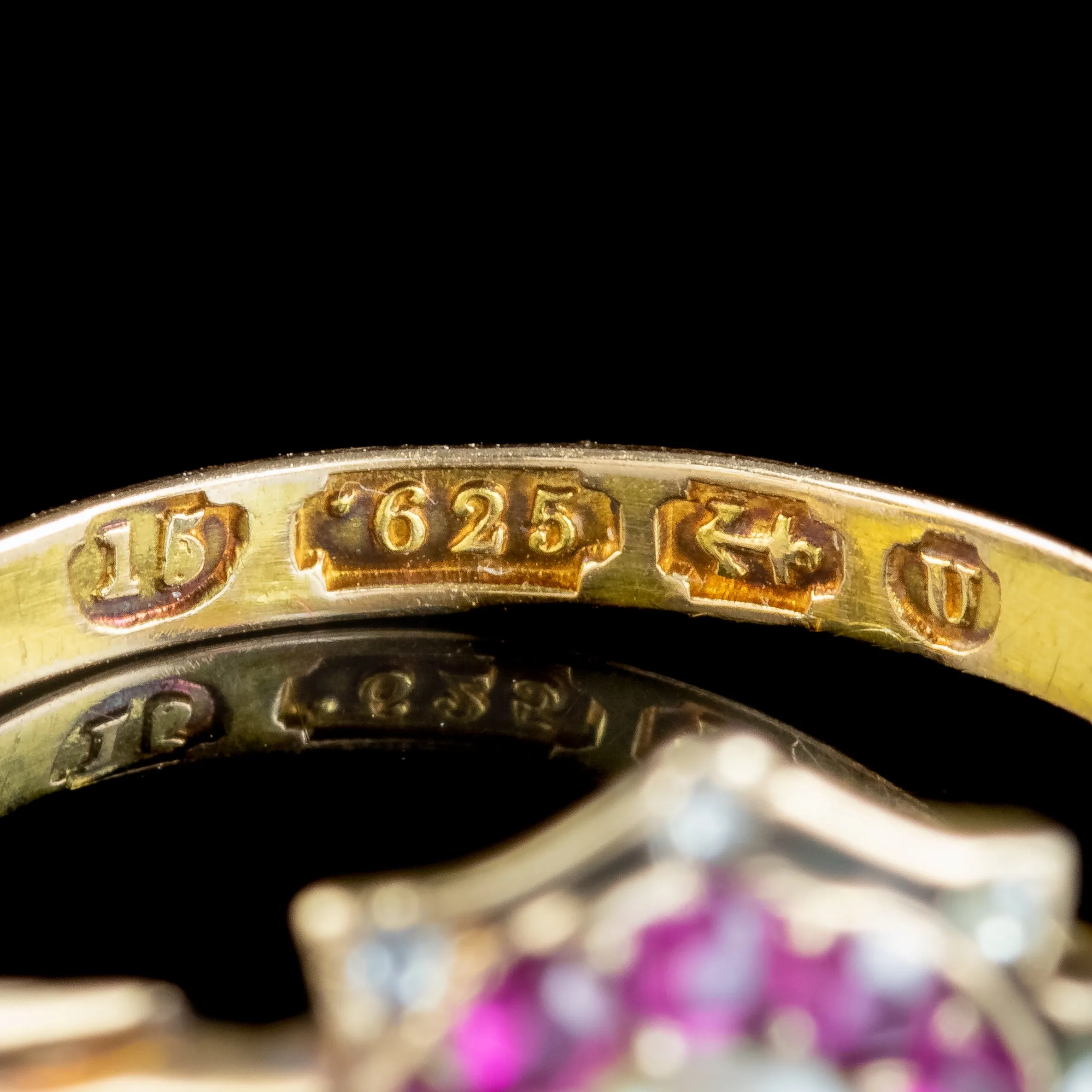 Antique Victorian Ruby Diamond Pearl Ring Dated 1869