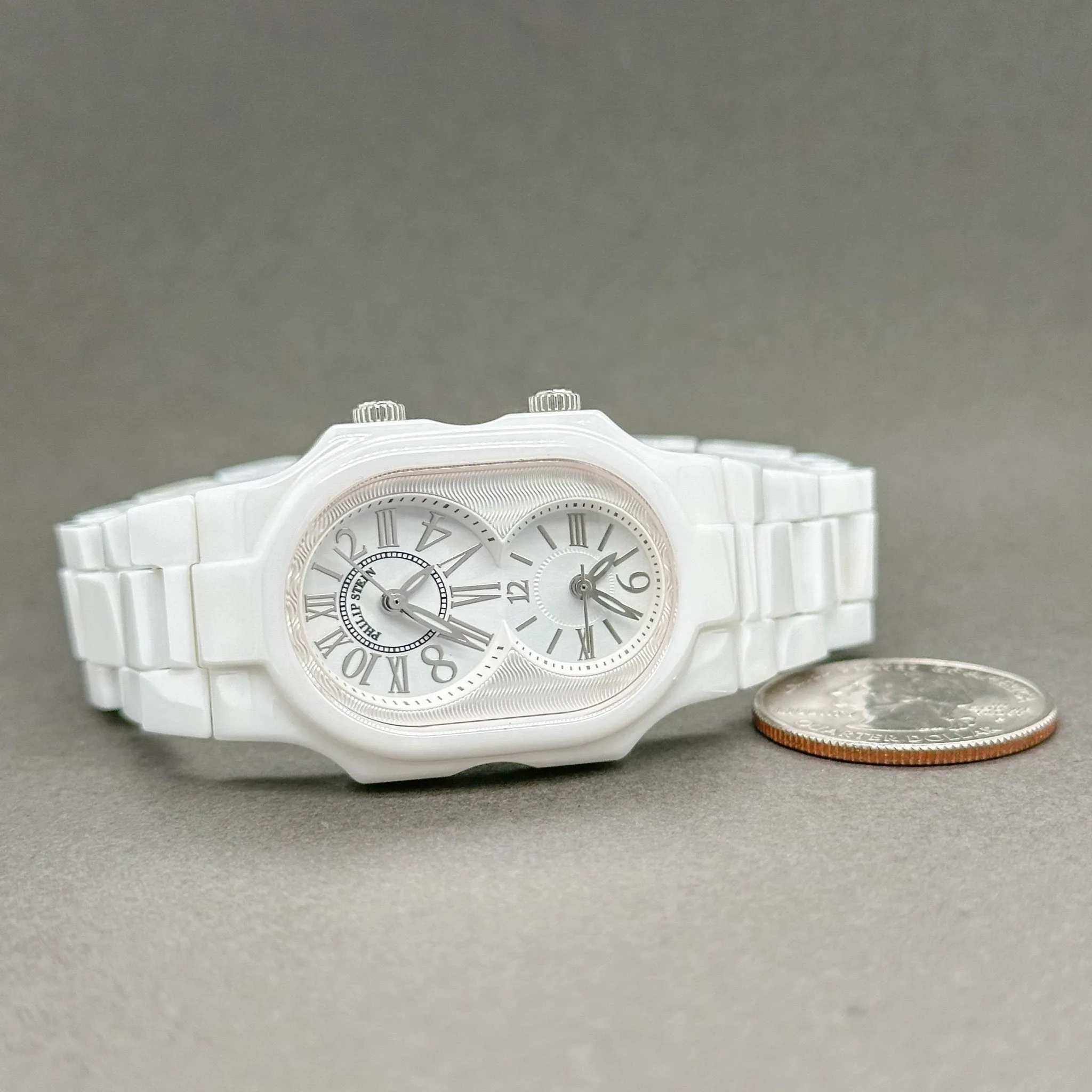Estate Phillip Stein Teslar White Ceramic Women’s Quartz Watch Ref#1-CW-MW-CW