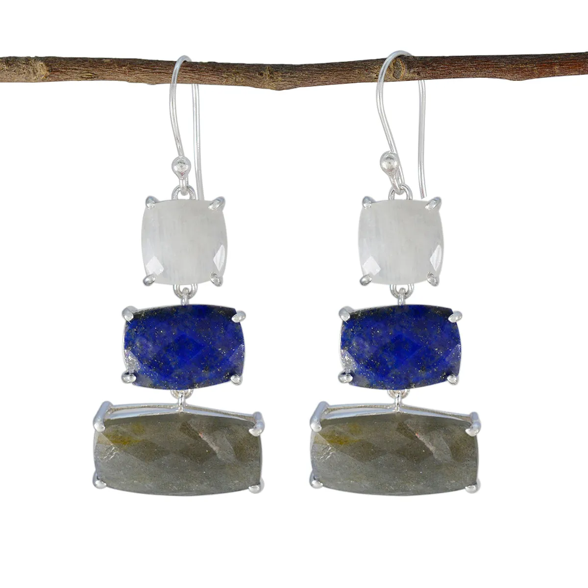 Riyo Delightful Sterling Silver Earring For Sister Multi Earring Bezel Setting Multi Earring Dangle Earring
