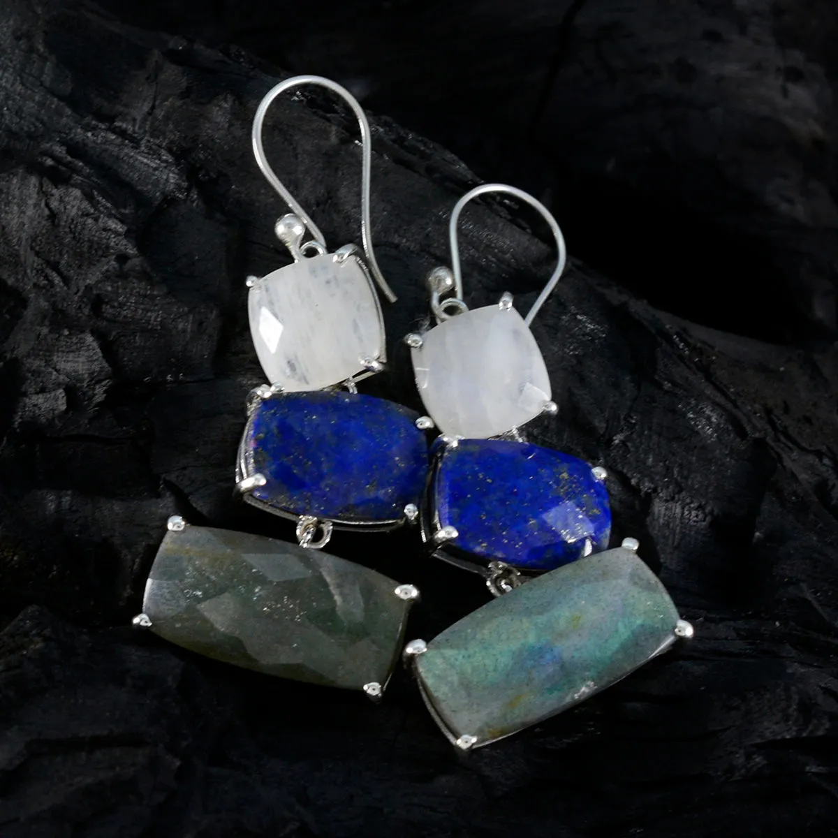 Riyo Delightful Sterling Silver Earring For Sister Multi Earring Bezel Setting Multi Earring Dangle Earring